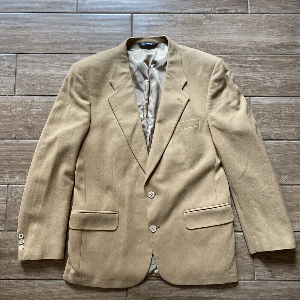 Vintage Burberry's Men's XL 100% Cashmere Two Button Taupe Blazer Sport Coat